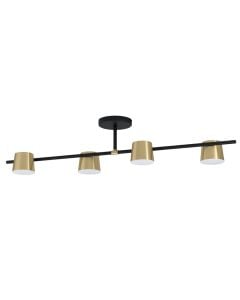Ceiling light, 4xGU10, 115x23.5cm, metal, black/gold