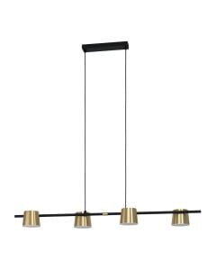 Pendant light, 4xGU10, 115x150cm, metal, black/gold