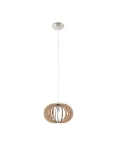Pendant lamp, E27, D.30cm, wood material, beige