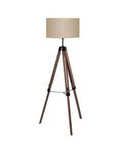 Floor lamp LANTADA  1x60W,70x106-150cm, steel/wood/fabric, wood/taupe