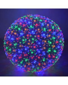 Sphere with flowers and 300 cold white LED, D26 cm