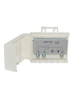 TV signal Splitter BEN 201, 2-input to 1-output, VHF: 40-400 MHz, UHF: 470-862 MHz, 4.5dB loss, 393 × 94 × 42 mm, IP53