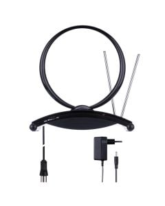 Antene TV UVR-AV209 ,Lte DAB/DVB-T/T2,  47 dBi, 160–230 MHz, 470–790 MHz, DC
6 V/50 mA, 1.5 m kabell, 230 × 240 × 128 mm, ngjyre te zeze, IP20