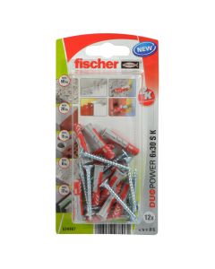 Fischer upa plastike universale DUOPOWER 6 x 30 & vida kokë kryq  4.5 x 40
