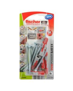Fischer Universal plug 8 x DUOPOWER 8 x 40, 8 x countersunk-head screw 5.0 x 60