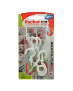Fischer Universal plug 6 x DUOPOWER 6 x 30, 6 x round hook 4.5 x 63 nylon-coated