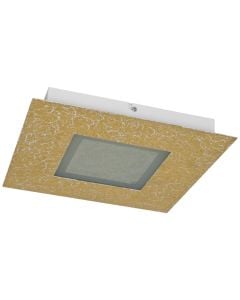 Ndriçues pllafon TRIO "Chiros"  1 x LED SMD, 12/3.5 Watt, 3000K, 1100/350 lm, 30x30x4 cm, matal/xham, ngjyrë ari / bardhë