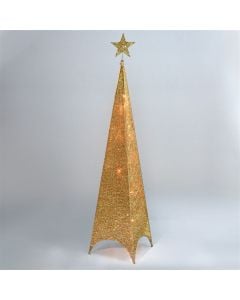 Piramidë dekorative me drita LED, 3000 K, ngjyrë ari, 165x32cm, IP44