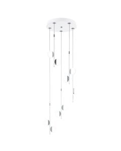 Pending Lamp OLINDRA, Ø 37cm, H150cm, 10x2.2W, 3000K, 2500lm, A++, 25000hrs, Chrome Plated / Glass