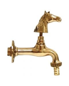 Artistic water tap with bronze decor, 1/2" M, with rosette, Tap with horse handle