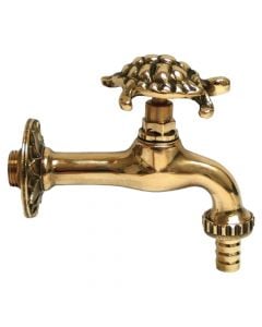 Artistic water tap with bronze decor, 1/2" M, with rosette, Tap with turtle handle