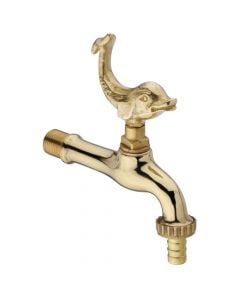 Artistic water tap with bronze decor, 1/2" M, with rosette,Tap with dolphin handle