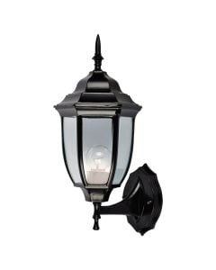 Wall outdoor light, 1x60 W, E27, 19x37 cm, metal/glass, IP44, black color