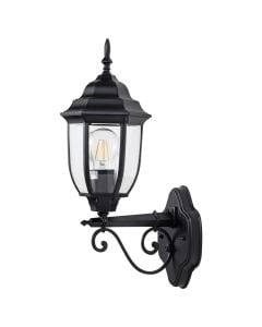 Wall outdoor light, 1x60 W, E27, 15x46 cm, metal/glass, IP44, black color