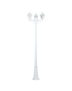 Outdoor pillar illuminator, 3x60 W, E27, H220 cm, metal/glass, IP44, white color
