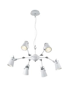 Ndriçues i varur, Edward, 6xE14, max.28 W,  Ø80xH150 cm, matal, ngjyrë të bardhë mat, IP20