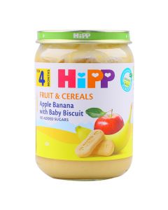 Fine mixed fruit baby food, with banana, biscuits and apple, HiPP Organic