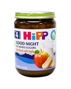 Pure për bebe, me qumësht, biskota dhe mollë, HiPP Organic