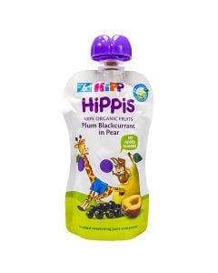 Pure për bebe me kumbull, rrush serizi dhe dardhë, HiPP HiPPis