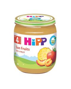 Pure për bebe me mollë, kajsi, pjeshkë dhe ananas, HiPP Sun fruits
