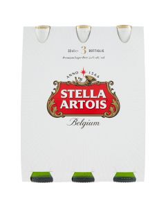 Birrë, shishe, Stella Artois, Lager beer, 3 x33 cl, 5% alkool