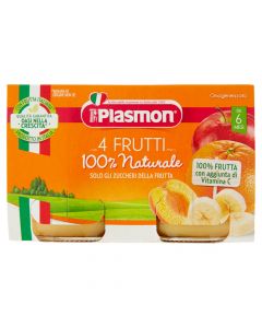 Children's mashed, with 4 fruits, Plasmon, 2x104 gr