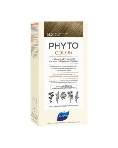 Bojë flokësh permanente, Phyto Color 8.3 Light Golden Blonde