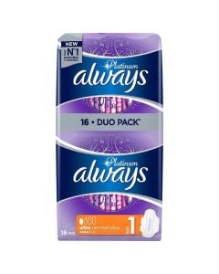 Peceta higjienike, Platinum Collection Duo Ultra Normal Plus Size 1, Always, 16 copë