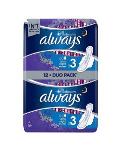 Sanitary pads, Platinum Collection Duo Ultra Night Size 3, Always, 12 pieces