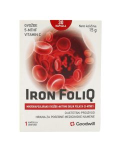 Suplement ushqimor me përmbajtje hekuri, Iron Foliq, 30 kapsula