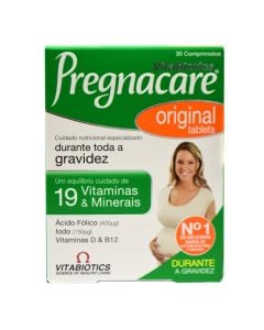 Suplement ushqimor, Pregnacare Original Vitabiotix, i pasur me nutrientë të avancuar dhe formuluar me 19 vitaminat dhe mineralet e nevojshme gjatë shtatzënisë.