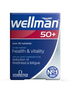 Nutritional supplement with multivitamins, for men over 50 years old, Wellman® 50+, Vitabiotics