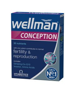 Supportive nutritional supplement for male fertility and reproductive system functions, Wellman® Conception, Vitabiotics