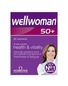 Suplement ushqimor me multivitamina, për femra në moshën mbi 50 vjeç, Wellwoman® 50+, Vitabiotics, 30 tableta