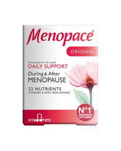 Nutritional suplement, Menopace Original, Vitabiotics, specially formulated to be taken during and after menopause, with vitamin B6 which contributes to the regulation of hormonal activity.