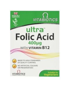 Suplement ushqimor me acid folik, Vitabiotics Ultra Folic Acid, 60 tableta