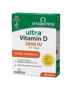 Suplement ushqimor me vitaminë D3, Vitabiotics Ultra Vitamin D3 2000 IU, 96 tableta