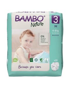 Pelena ekologjike për fëmijë, Abena Bambo Nature, nr. 3, M, 4-8 kg, 28 copë