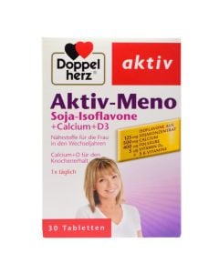Nutritional supplement, Aktiv-Meno, with soy-isoflavones, calcium, D3. Doppel herz.