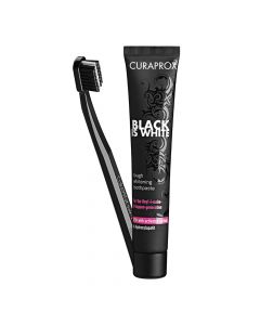 Set with whitening toothpaste and toothbrush, Curaprox Black Is White