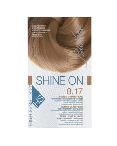 Bojë flokësh permanente, 8.17 Teak Light Blonde, Shine On, BioNike, 50 + 75 ml