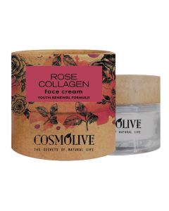 Krem hidratues antirrudhë, për të gjitha llojet e lëkurës, Cosmolive Rose Collagen