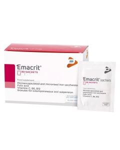 Iron supplement, Emacrit, 30 sachets