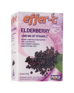 Suplement ushqimor, NOW Supplements, Effer-C™ Elderberry, 30 bustina eferveshente