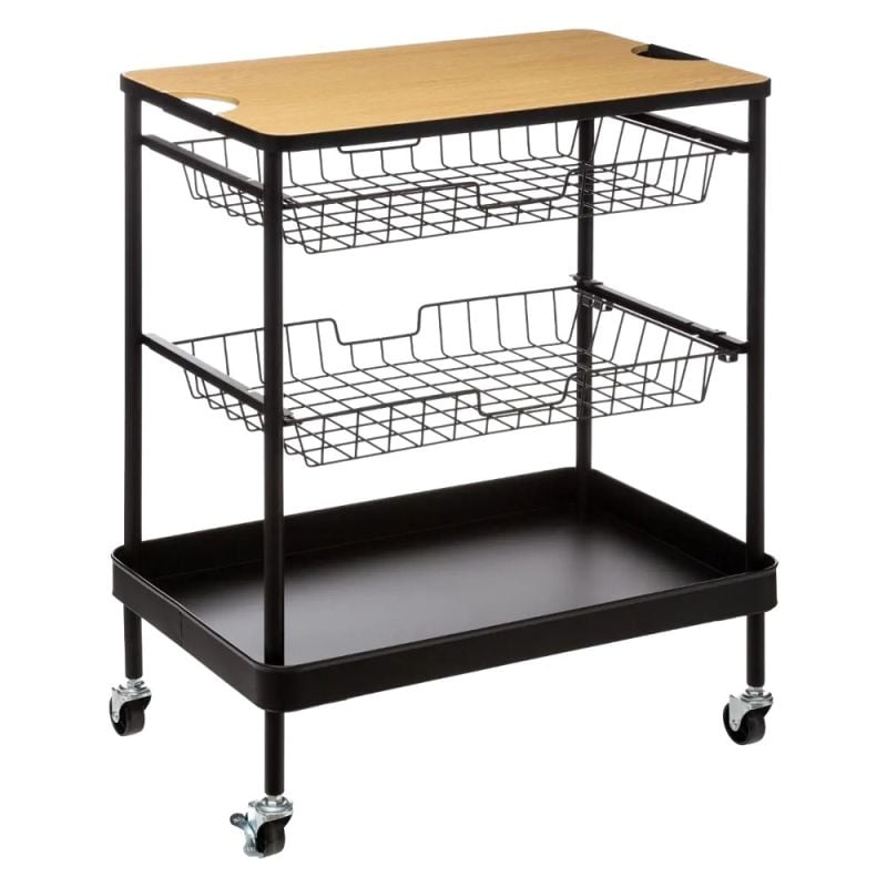 Kitchen trolley, steel, black, 60x40.5H79.5 cm Megatek