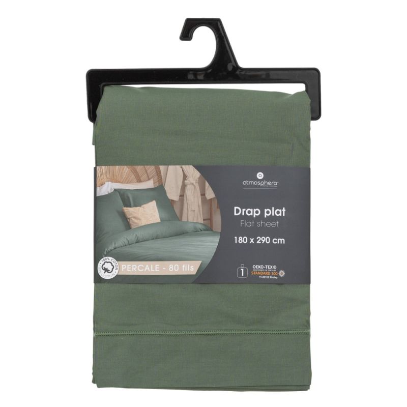 Straight single bed linen, Landiha, cotton, green, 180x290 c