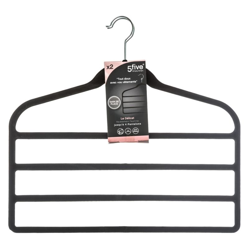 Clothes hanger, set 2 pieces, abs/nylon, black, 45 cm Mega