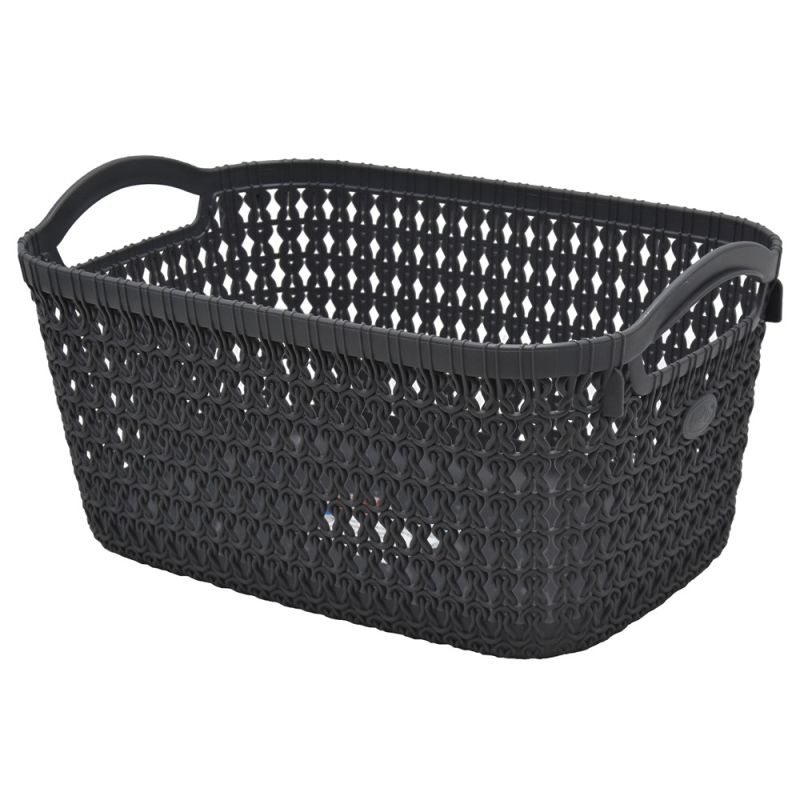 Storage basket, Knit, 6 lt, plastic, anthracite, 29.3x19.8x1