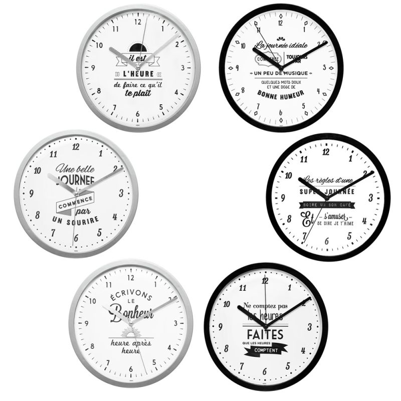 Wall clock, glass/pp, assorted, Ø22.3 xH3.9 cm Megatek