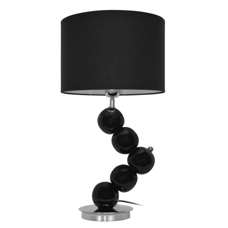 Table lamp E27 1x40W black ceramic base, black textile shade